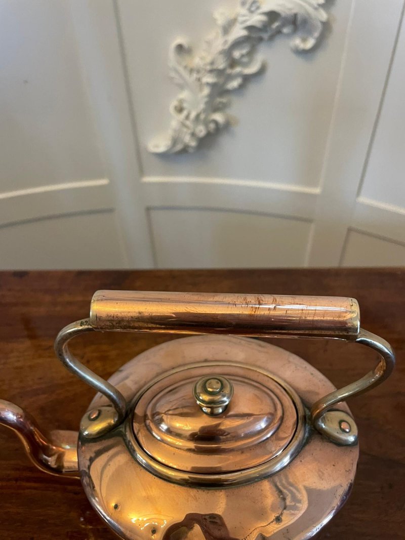 Unusual Small Antique George III Quality Oval Shaped Copper Kettle - Image 5